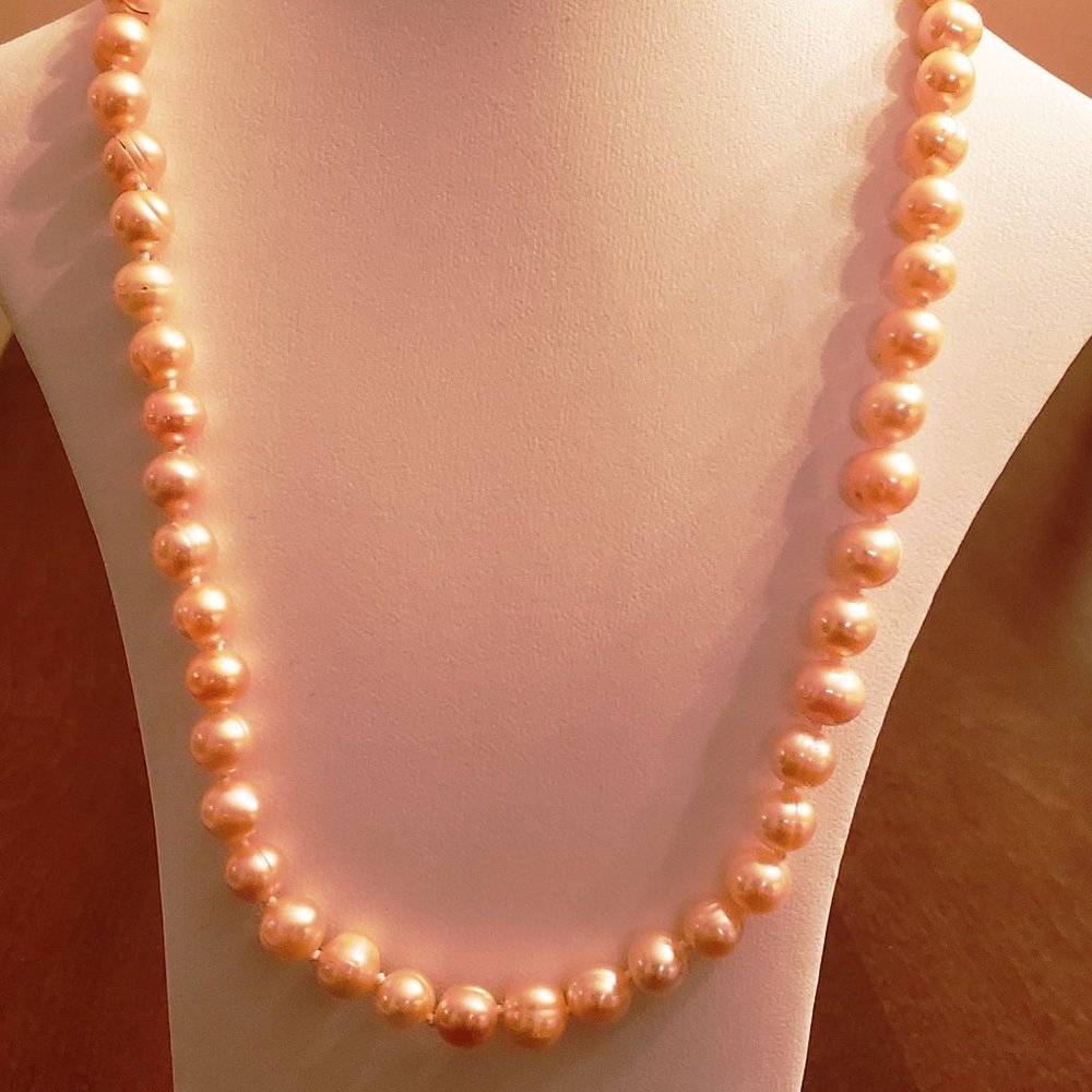 Natural Pearl Bead Necklace /Round High Quality Freshwater Pearl Beaded Necklace